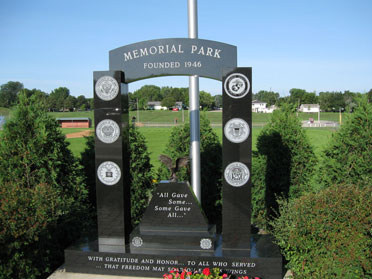 a civic veteran memorial at a local park