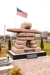 The Traveler statue located in Little Falls, MN